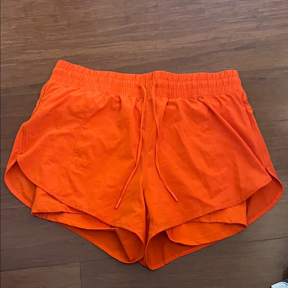 Women's Orange Athletic Shorts-Size Large